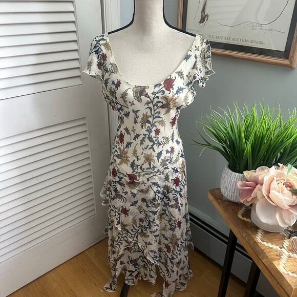 REDUX PHILIP DICAPRIO Dress Womens 6 Floral Silk Midi Feminine Romantic Fairy - Picture 1 of 9